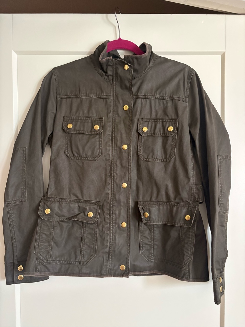 J. Crew Olive Utility Jacket with Gold-Tone Buttons